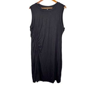 Eloquii plus size black sheath sleeveless dress LBD gathered side size 22 / 24